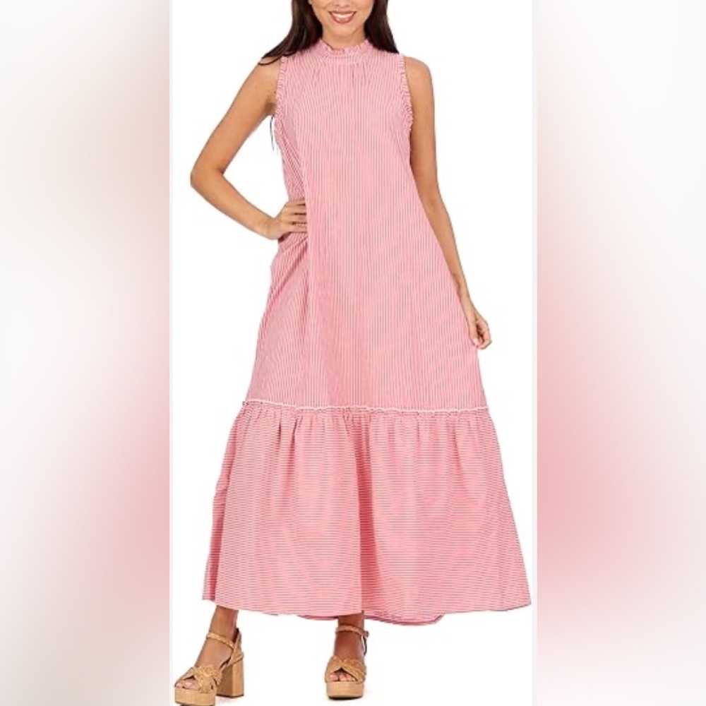 Mud Pie Wallis Pink & White Striped Maxi Dress 🌸
